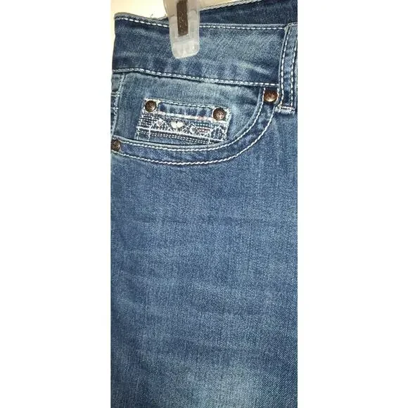 ANA Blue Denim Capris Jeans Women's SIZE 8 BLING Y2K Rhinestones Embellished 8 - Picture 5 of 14